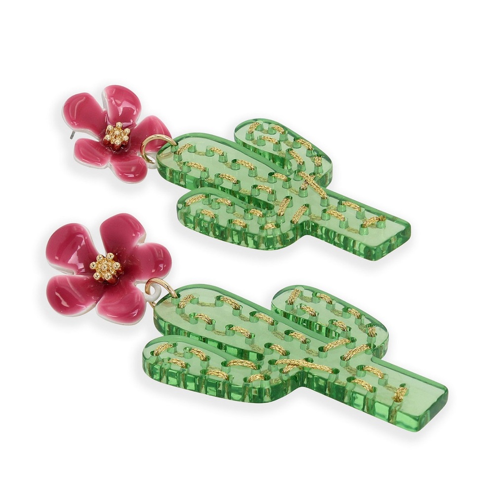 Betsey Jonhson Acetate Cactus Drop Earrings